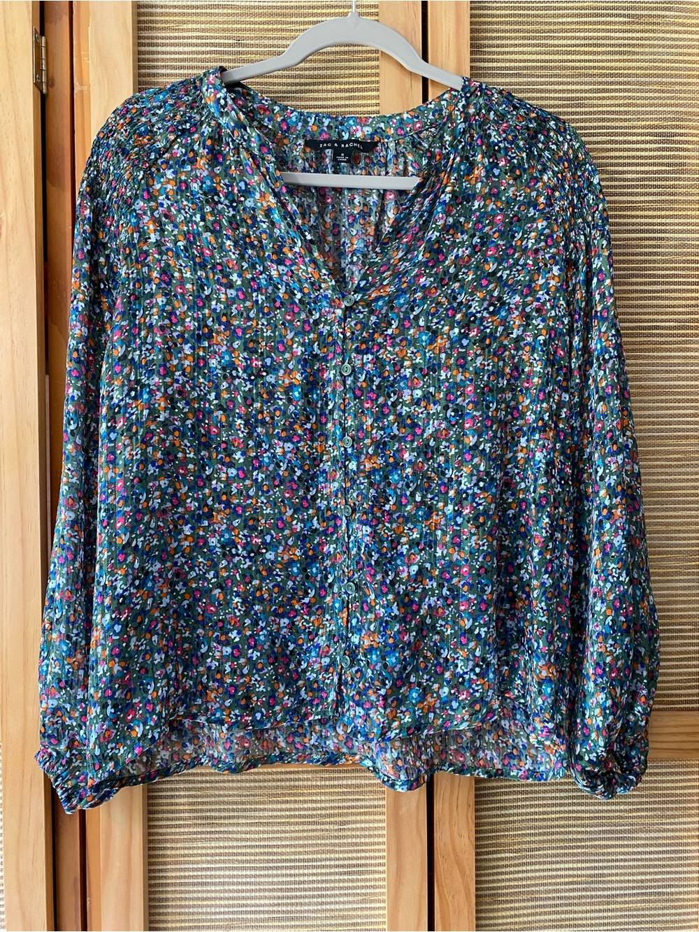 Zac & Rachel Semi-sheer Colorful Blouse Sz S